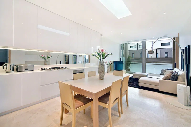 Dining and living area in the Brighton penthouse