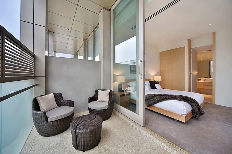 Bedroom with flow to the private balcony