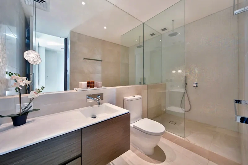 Travertine stone luxe bathroom