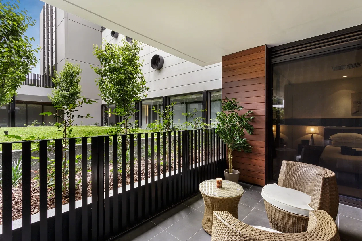 Private terrace at the furnished Executive Residence in Malvern