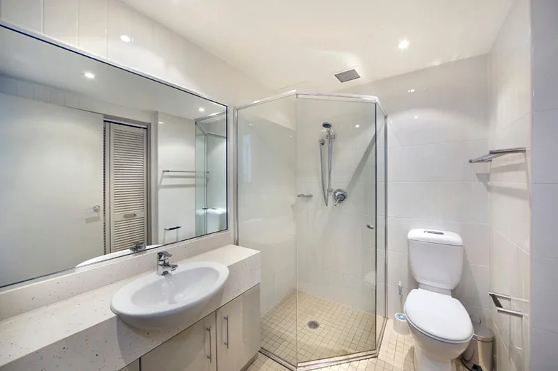 Stylish furnished bathroom in the Rozelle waterfront residence