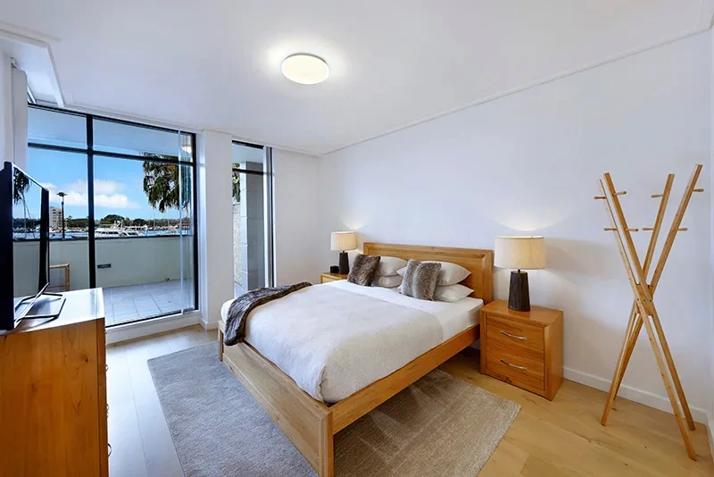 Furnished master bedroom appointed to The Westprecinct Standard