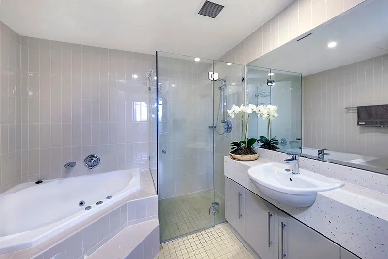 Stylish furnished bathroom in the Rozelle waterfront residence