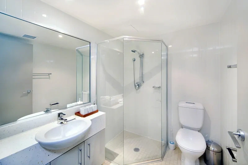 Stylish furnished bathroom in the Rozelle waterfront residence