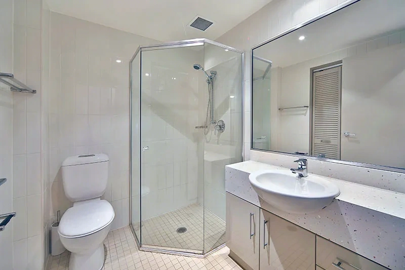 Stylish furnished bathroom in the Rozelle waterfront residence